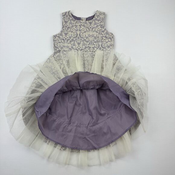 Genuine Kids OshKosh 3T Brocade Party Dress Purple Silver Tulle Lined Formal - Picture 5 of 10